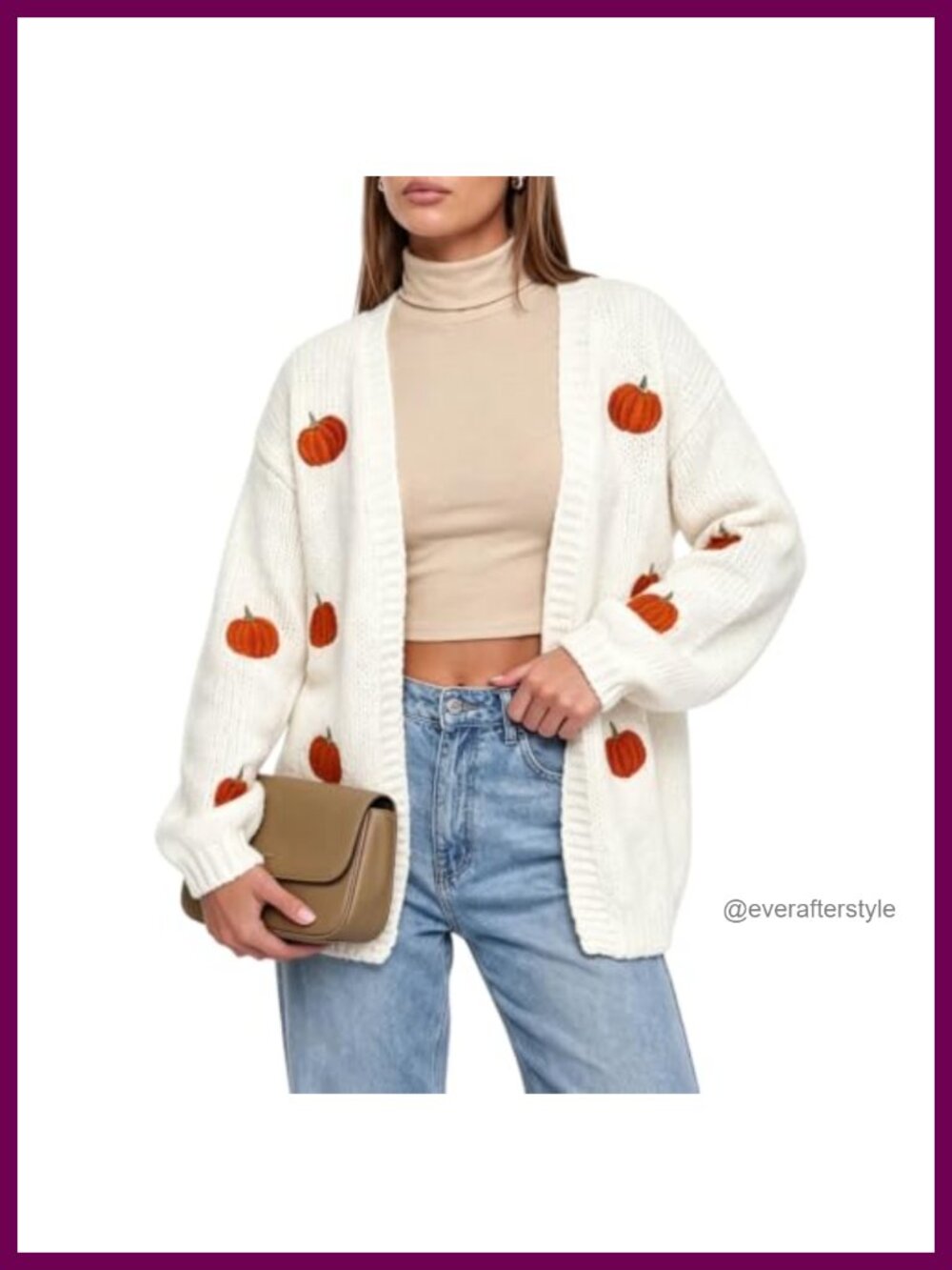 Halloween Pumpkin Knit Cardigan Loose Fit Acrylic Open Front Sweater